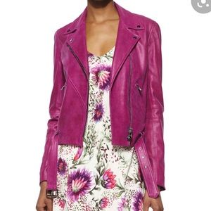 HAUTE HIPPIE GORGEOUS FUCHSIA LEATHER JACKET